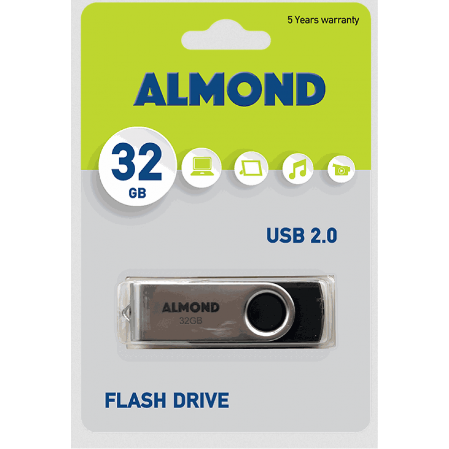 Almond Twister 32GB USB 2.0 Stick Μαύρο (43USB32M) Almond Twister 32GB USB 2.0 Stick Μαύρο (43USB32M)