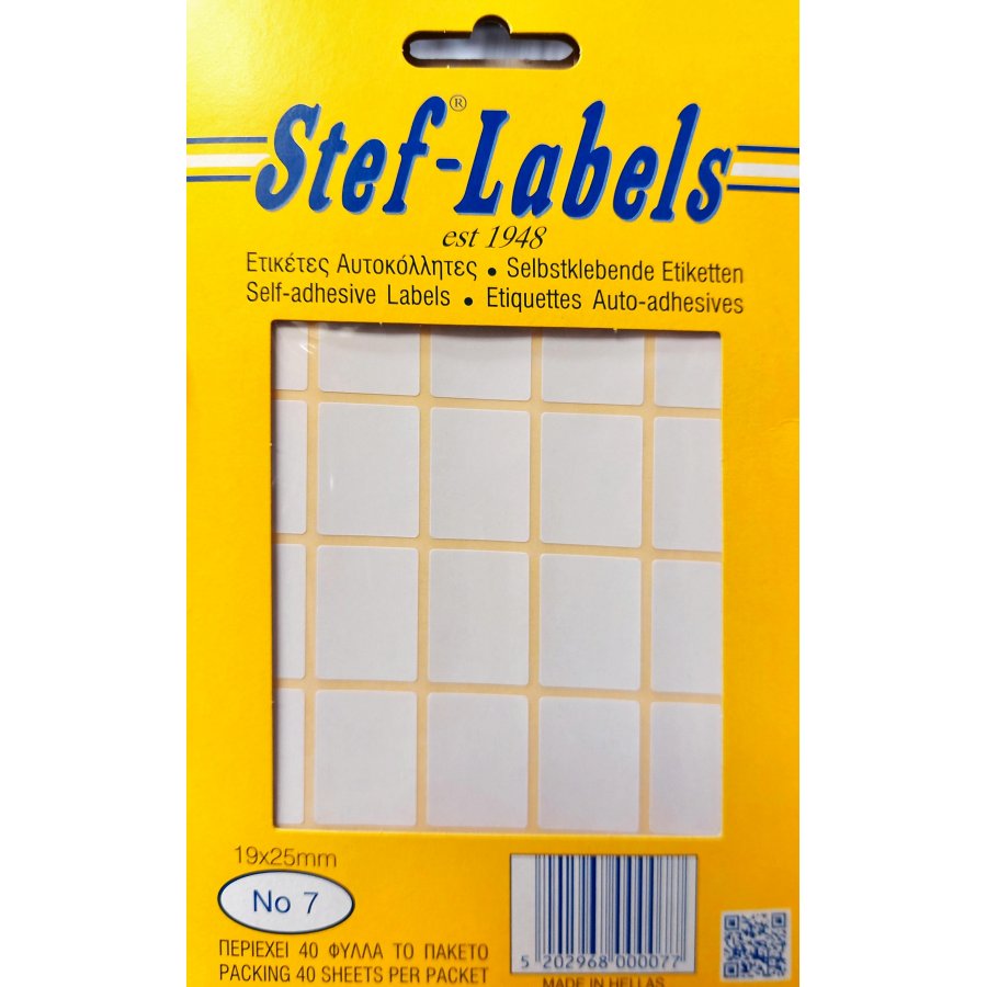 Stef Labels 1200 Αυτοκόλλητες Ετικέτες Ορθογώνιες σε Λευκό Χρώμα 19x25mm Stef Labels 1200 Αυτοκόλλητες Ετικέτες Ορθογώνιες σε Λευκό Χρώμα 19x25mm