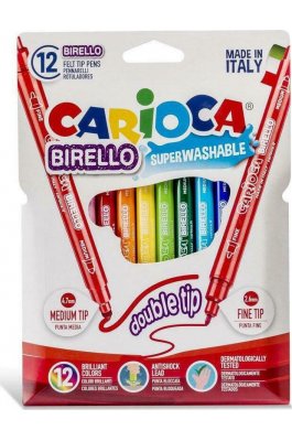 Carioca Birello Double Tip Πλενόμενοι Μαρκαδόροι Ζωγραφικής Λεπτοί με Διπλή Μύτη σε 12 Χρώματα Carioca Birello Double Tip Πλενόμενοι Μαρκαδόροι Ζωγραφικής Λεπτοί με Διπλή Μύτη σε 12 Χρώματα