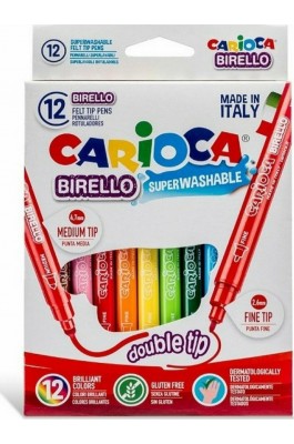 Carioca Birello Double Tip Πλενόμενοι Μαρκαδόροι Ζωγραφικής Λεπτοί με Διπλή Μύτη σε 12 Χρώματα