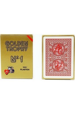 Modiano Poker Golden Trophy Τράπουλα Πλαστική Κόκκινη