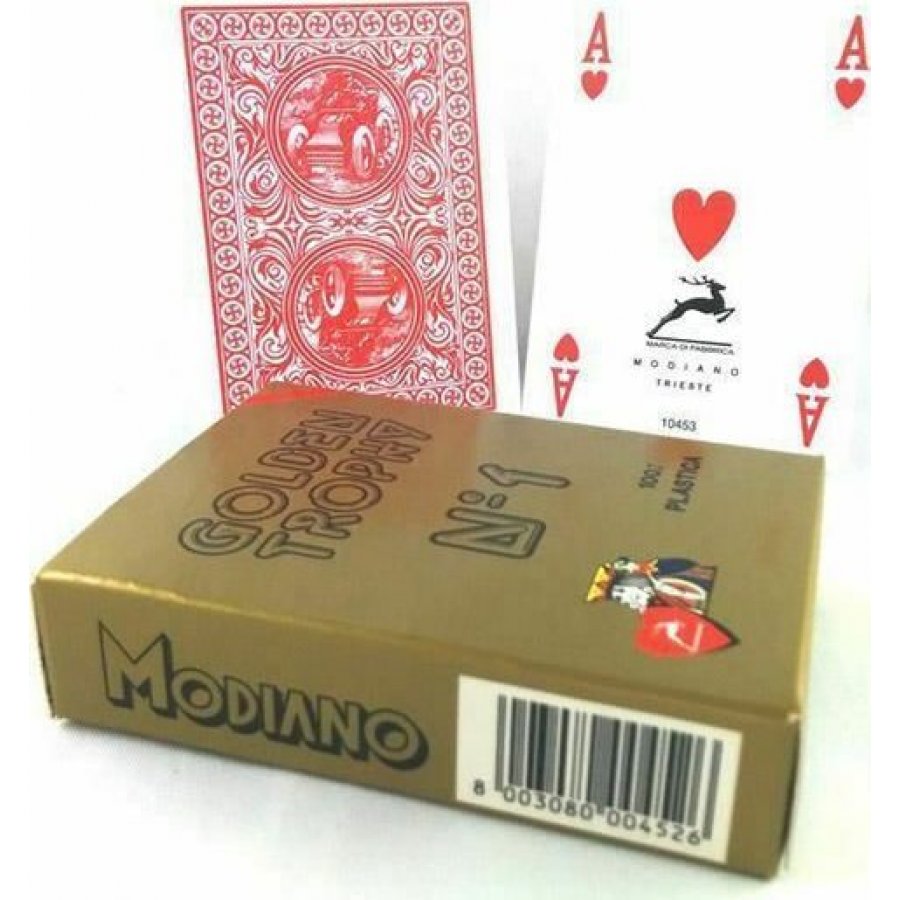 Modiano Poker Golden Trophy Τράπουλα Πλαστική Κόκκινη Modiano Poker Golden Trophy Τράπουλα Πλαστική Κόκκινη