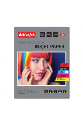 Active Jet Premium Photo Glossy Φωτογραφικό Χαρτί A4 (21x30) 180gr για Εκτυπωτές Inkjet 20 Φύλλα Active Jet Premium Photo Glossy Φωτογραφικό Χαρτί A4 (21x30) 180gr για Εκτυπωτές Inkjet 20 Φύλλα