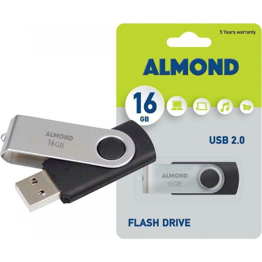 Almond Twister 16GB USB 2.0 Stick Μαύρο (43USB16M) Almond Twister 16GB USB 2.0 Stick Μαύρο (43USB16M)