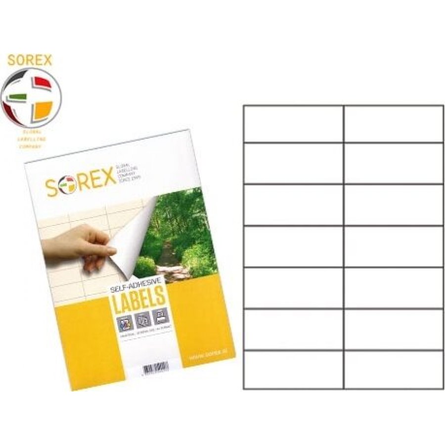 Sorex 1400 Αυτοκόλλητες Ετικέτες Α4 Ορθογώνιες 105x42.3mm 100Φύλλα (105042) Sorex 1400 Αυτοκόλλητες Ετικέτες Α4 Ορθογώνιες 105x42.3mm 100Φύλλα (105042)