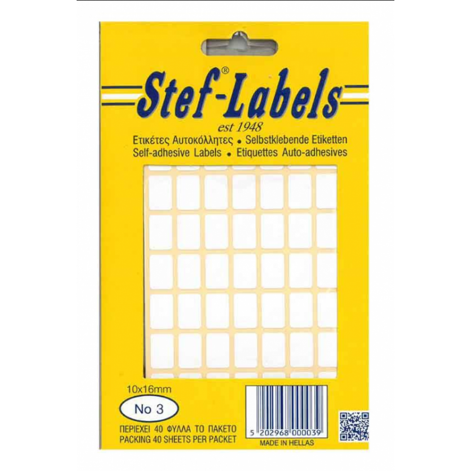 Stef Labels 2560 Αυτοκόλλητες Ετικέτες Ορθογώνιες σε Λευκό Χρώμα 10x16 mm