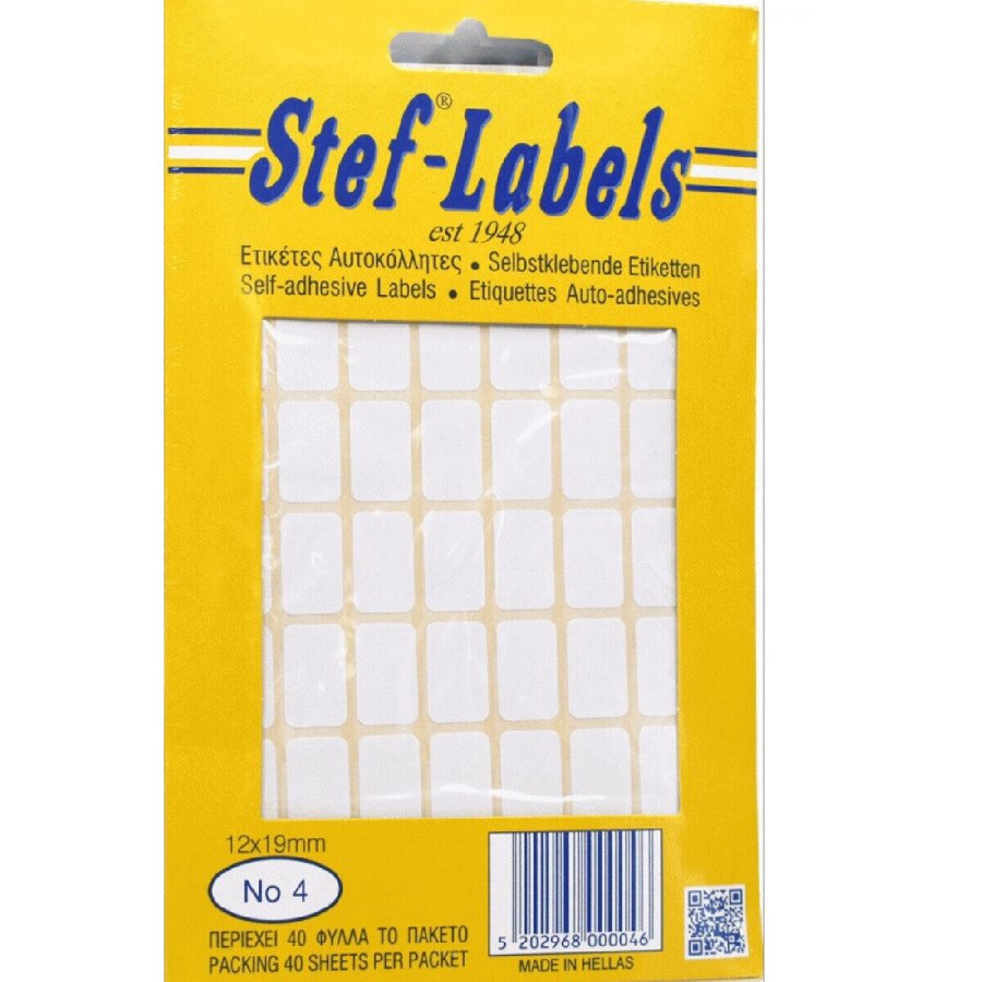 Stef Labels 2240 Αυτοκόλλητες Ετικέτες Ορθογώνιες σε Λευκό Χρώμα 12x19mm Stef Labels 2240 Αυτοκόλλητες Ετικέτες Ορθογώνιες σε Λευκό Χρώμα 12x19mm