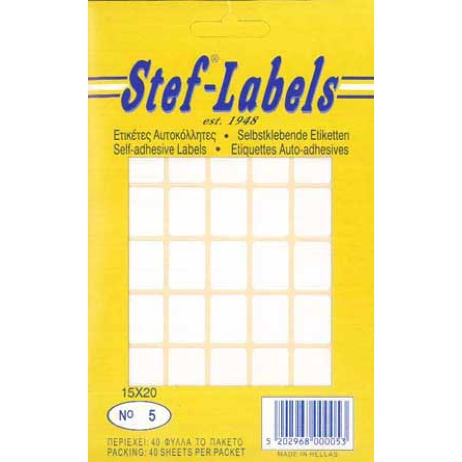 Stef Labels 1680 Αυτοκόλλητες Ετικέτες Ορθογώνιες σε Λευκό Χρώμα 15x20mm Stef Labels 1680 Αυτοκόλλητες Ετικέτες Ορθογώνιες σε Λευκό Χρώμα 15x20mm