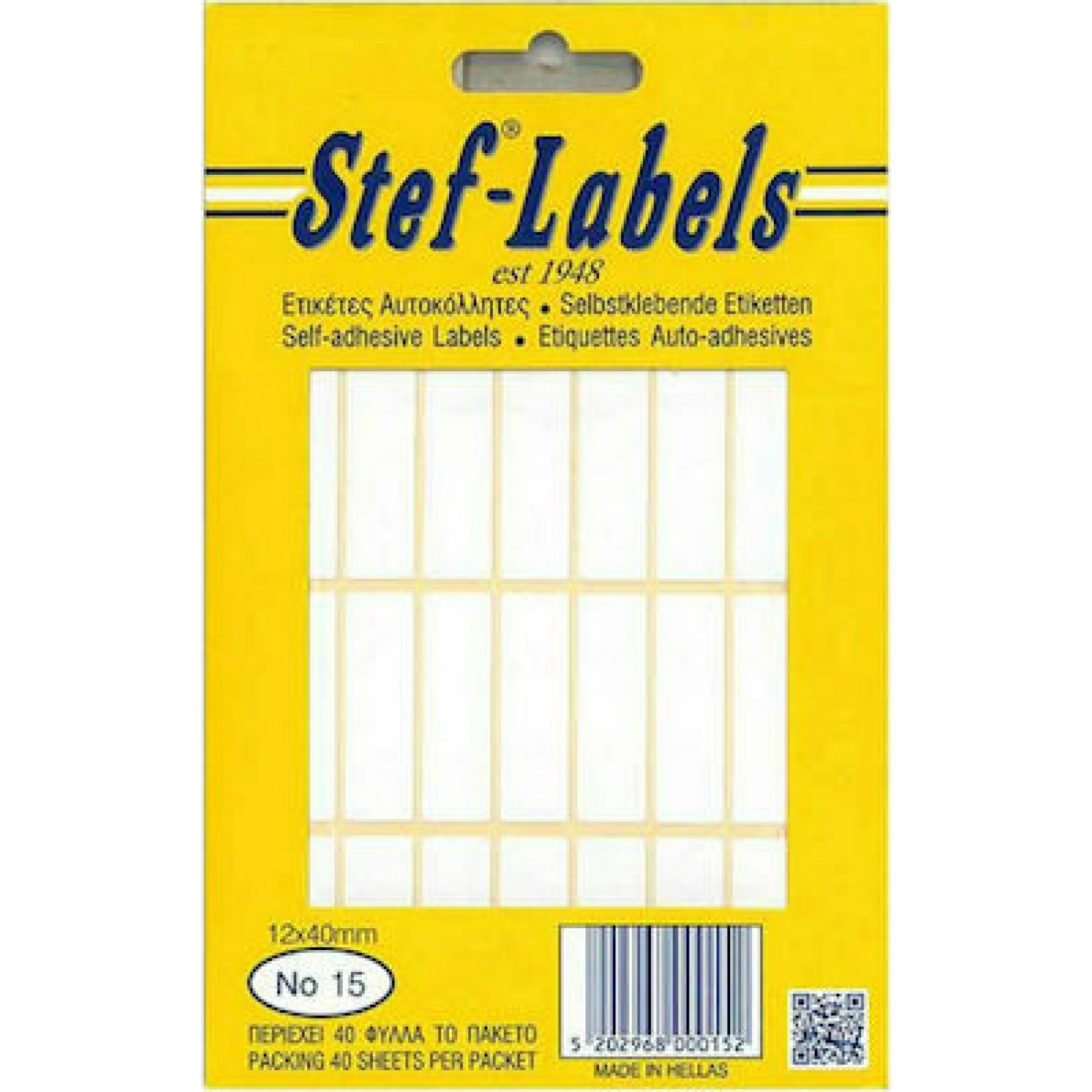 Stef Labels 960 Αυτοκόλλητες Ετικέτες Ορθογώνιες σε Λευκό Χρώμα 12x40 mm Stef Labels 960 Αυτοκόλλητες Ετικέτες Ορθογώνιες σε Λευκό Χρώμα 12x40 mm