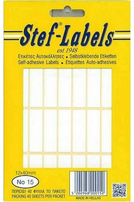 Stef Labels 960 Αυτοκόλλητες Ετικέτες Ορθογώνιες σε Λευκό Χρώμα 12x40 mm Stef Labels 960 Αυτοκόλλητες Ετικέτες Ορθογώνιες σε Λευκό Χρώμα 12x40 mm