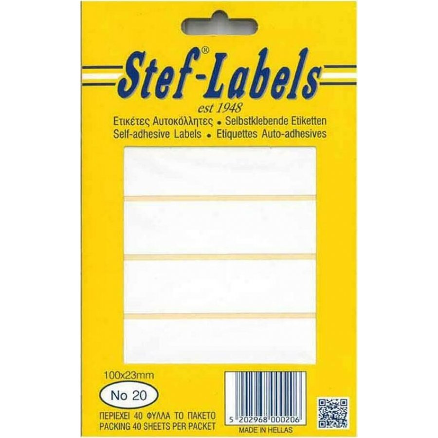 Stef Labels 240 Αυτοκόλλητες Ετικέτες Ορθογώνιες σε Λευκό Χρώμα 100x23mm Stef Labels 240 Αυτοκόλλητες Ετικέτες Ορθογώνιες σε Λευκό Χρώμα 100x23mm