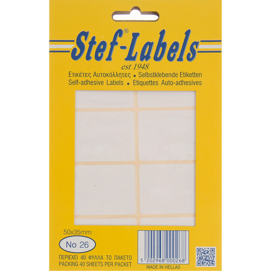 Stef Labels 320 Αυτοκόλλητες Ετικέτες Ορθογώνιες σε Λευκό Χρώμα 35x50mm Stef Labels 320 Αυτοκόλλητες Ετικέτες Ορθογώνιες σε Λευκό Χρώμα 35x50mm