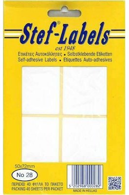 Stef Labels 160 Αυτοκόλλητες Ετικέτες Ορθογώνιες σε Λευκό Χρώμα 50x72 mm Stef Labels 160 Αυτοκόλλητες Ετικέτες Ορθογώνιες σε Λευκό Χρώμα 50x72 mm