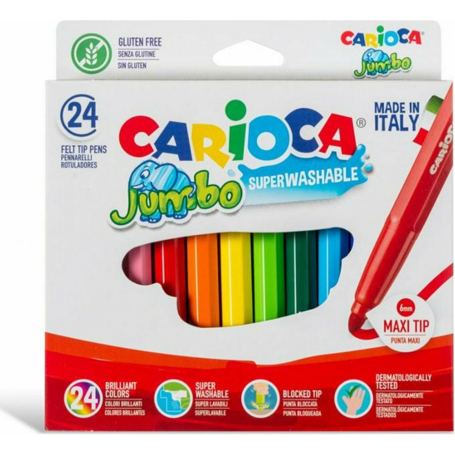 Carioca Jumbo Πλενόμενοι Μαρκαδόροι Ζωγραφικής Χονδροί σε 24 Χρώματα (40570) Carioca Jumbo Πλενόμενοι Μαρκαδόροι Ζωγραφικής Χονδροί σε 24 Χρώματα (40570)