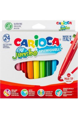 Carioca Jumbo Πλενόμενοι Μαρκαδόροι Ζωγραφικής Χονδροί σε 12 Χρώματα (40569)