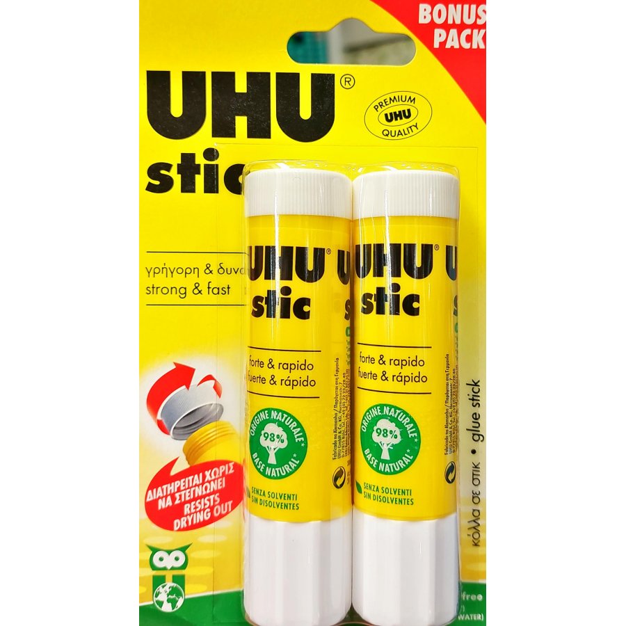 UHU Κόλλα Stic Χωρίς Διαλύτες Βonus Pack 2τμχ 21gr (41495) UHU Κόλλα Stic Χωρίς Διαλύτες Βonus Pack 2τμχ 21gr (41495)