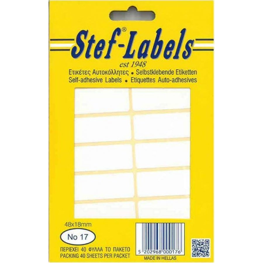 Stef Labels 640 Αυτοκόλλητες Ετικέτες Ορθογώνιες σε Λευκό Χρώμα 48x18mm Stef Labels 640 Αυτοκόλλητες Ετικέτες Ορθογώνιες σε Λευκό Χρώμα 48x18mm