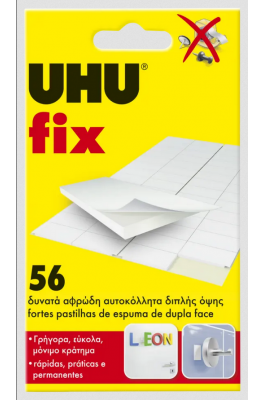 UHU Κόλλα Αυτοκόλλητο Fix Διπλής Όψης 56 Pads 400gr (40259) UHU Κόλλα Αυτοκόλλητο Fix Διπλής Όψης 56 Pads 400gr (40259)
