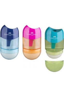 Faber-Castell Apple Combi Ξύστρα Βαρελάκι με Γόμα Διάφορα Χρώματα (183604)