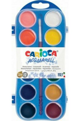 Carioca Acquarell Σετ Νερομπογιές με Πινέλο 12 Χρωμάτων