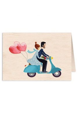 Cozywood Ξύλινη Ευχετήρια Κάρτα: Μπλε Σκούτερ (ATV230)