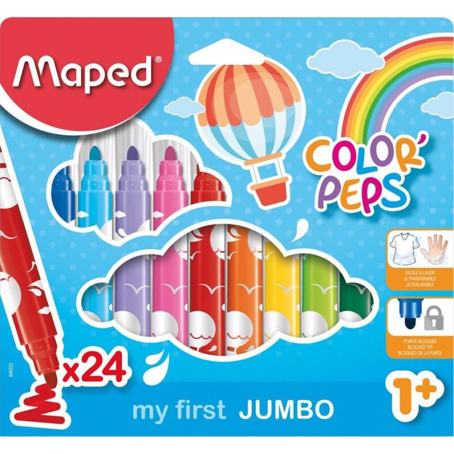 Maped Color'Peps My First Jumbo Πλενόμενοι Μαρκαδόροι Ζωγραφικής Χονδροί σε 24 Χρώματα Maped Color'Peps My First Jumbo Πλενόμενοι Μαρκαδόροι Ζωγραφικής Χονδροί σε 24 Χρώματα