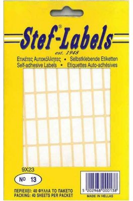 Stef Labels 2160 Αυτοκόλλητες Ετικέτες Ορθογώνιες σε Λευκό Χρώμα 9x23mm Stef Labels 2160 Αυτοκόλλητες Ετικέτες Ορθογώνιες σε Λευκό Χρώμα 9x23mm