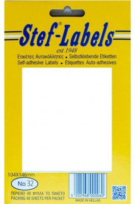 Stef Labels 40 Αυτοκόλλητες Ετικέτες Ορθογώνιες σε Λευκό Χρώμα 104x146mm Stef Labels 40 Αυτοκόλλητες Ετικέτες Ορθογώνιες σε Λευκό Χρώμα 104x146mm