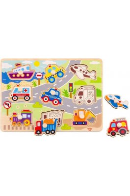 Tooky Toys Ξύλινο Παιδικό Παζλ Σφηνώματα Οχήματα (ΤΥ860)