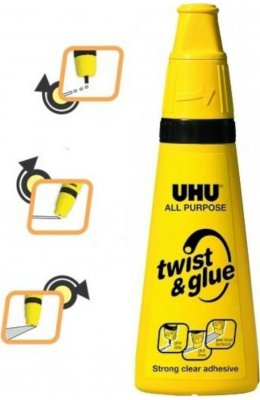 UHU Υγρή Κόλλα Twist & Glue Μεσαίου Μεγέθους Γενικής Χρήσης 90ml (44295)