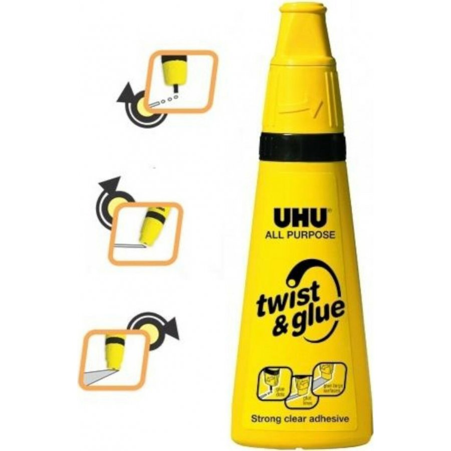 UHU Υγρή Κόλλα Twist & Glue Μεσαίου Μεγέθους Γενικής Χρήσης 90ml (44295)