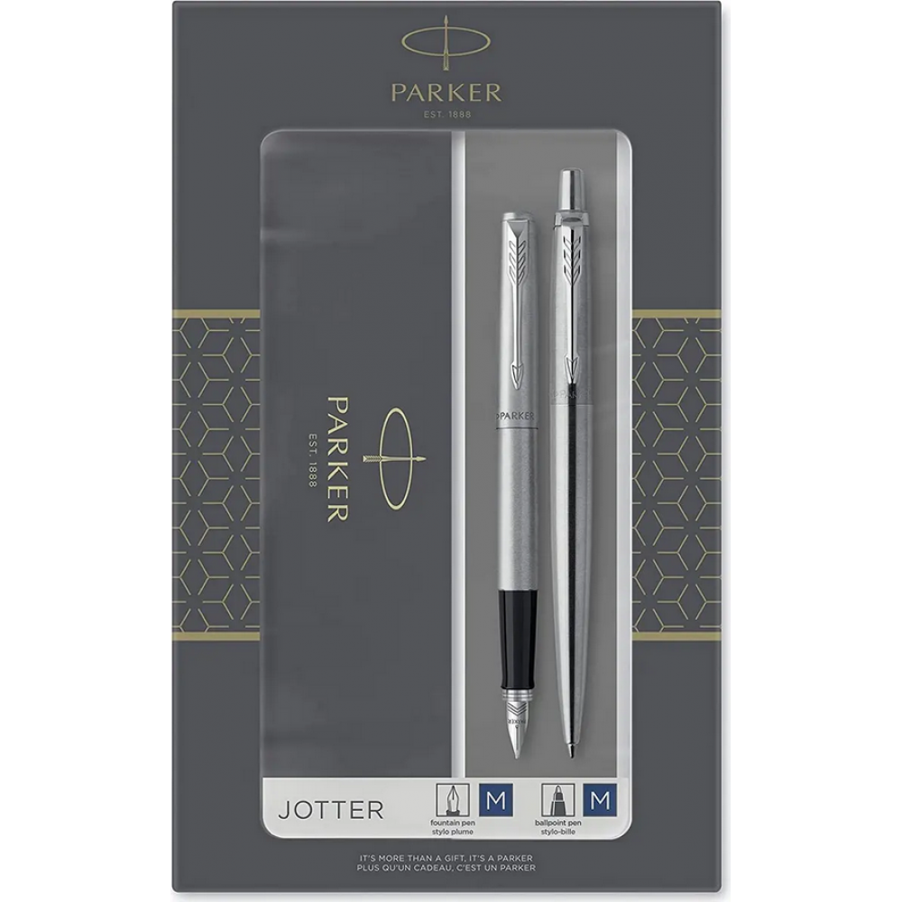 Parker Jotter Σετ Στυλό Ballpoint με Πένα από Ατσάλι Ασημί (σε Χάρτινη Κασετίνα) Parker Jotter Σετ Στυλό Ballpoint με Πένα από Ατσάλι Ασημί (σε Χάρτινη Κασετίνα)