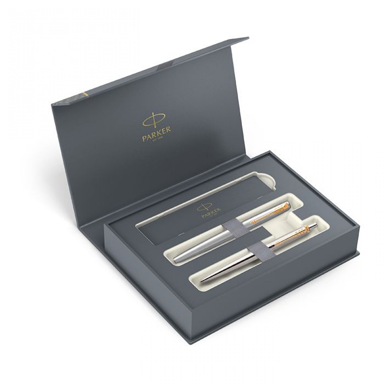 Parker Jotter Σετ Στυλό Ballpoint με Πένα από Ατσάλι Ασημί σε Χάρτινη Κασετίνα