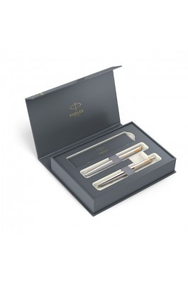 Parker Jotter Σετ Στυλό Ballpoint με Πένα από Ατσάλι Ασημί σε Χάρτινη Κασετίνα