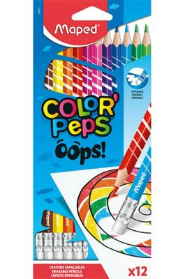 Maped Color'Peps Oops Σετ Ξυλομπογιές Με Γόμα Πολύχρωμο 12τμχ