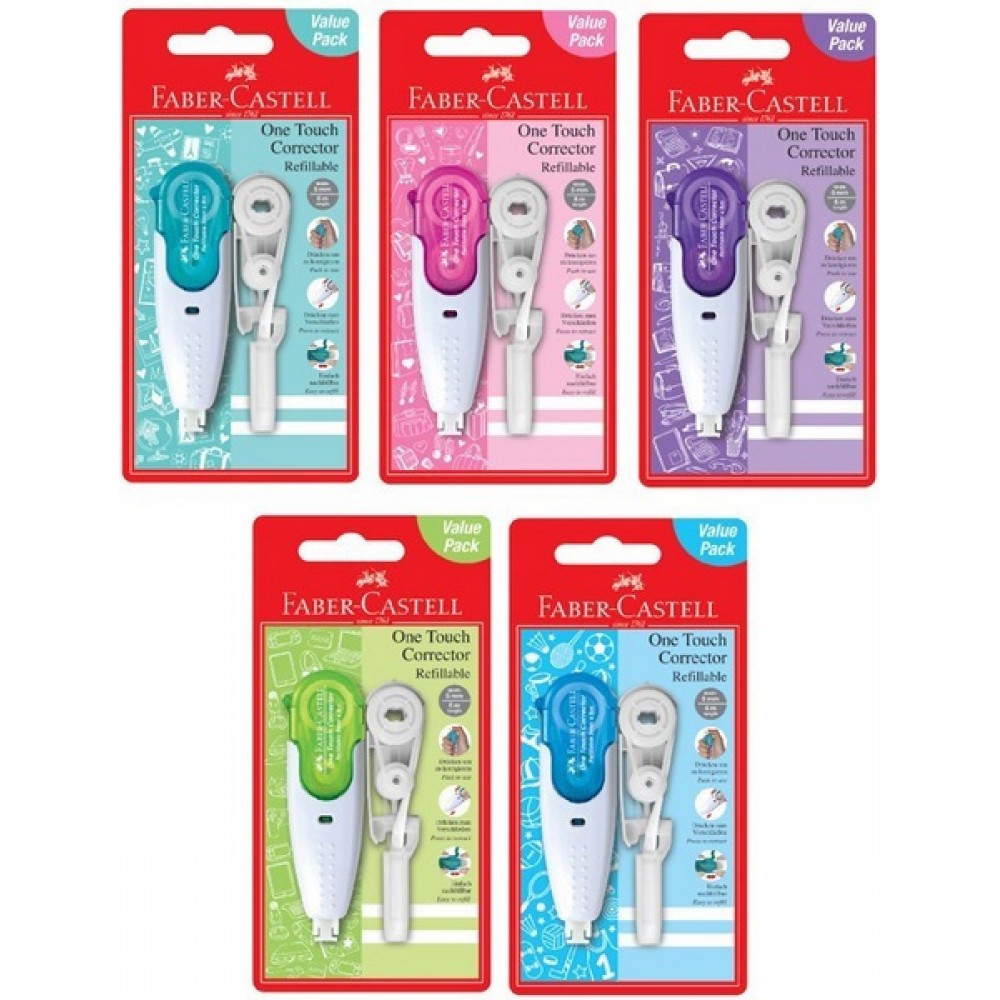 Faber-Castell One Touch Corrector Refillable Διορθωτική Ταινία + Ανταλλακτικό (Διάφορα Χρώματα) Faber-Castell One Touch Corrector Refillable Διορθωτική Ταινία + Ανταλλακτικό (Διάφορα Χρώματα)