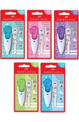 Faber-Castell One Touch Corrector Refillable Διορθωτική Ταινία + Ανταλλακτικό (Διάφορα Χρώματα)