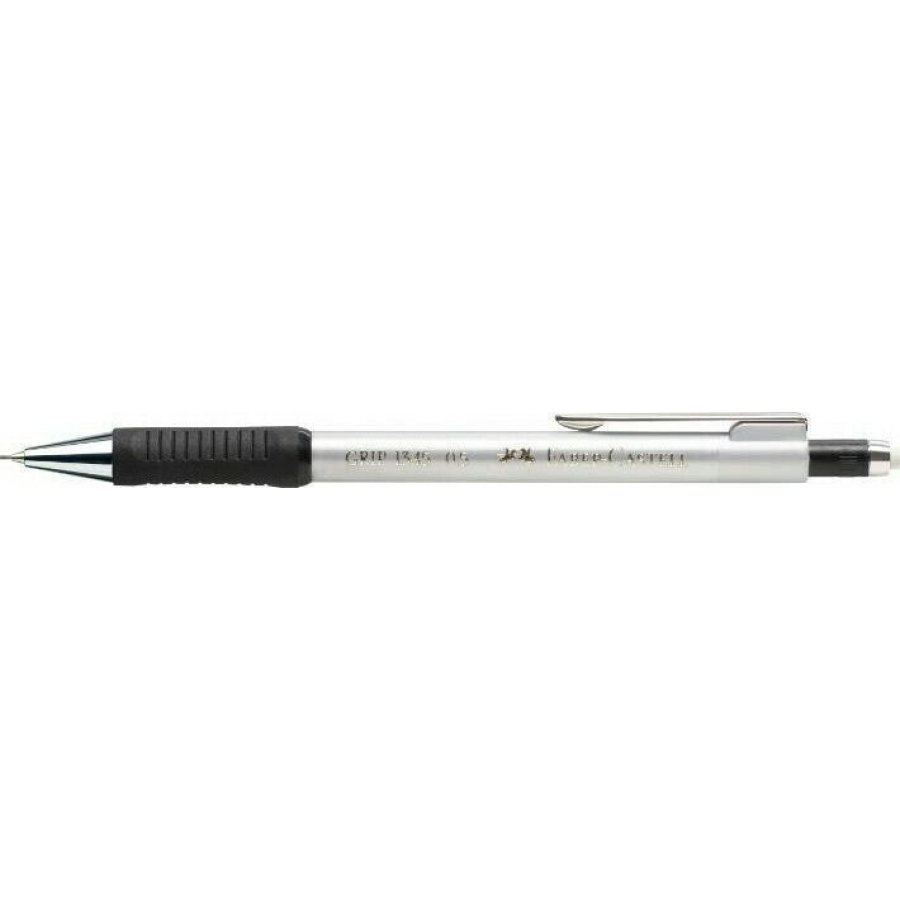 Faber-Castell Grip Μηχανικό Μολύβι 0.7mm με Γόμα σε Ασημί Χρώμα 1347 Faber-Castell Grip Μηχανικό Μολύβι 0.7mm με Γόμα σε Ασημί Χρώμα 1347