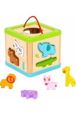 Tooky Toys Κύβος Σφηνώματα με Ζωάκια από Ξύλο (TL642)