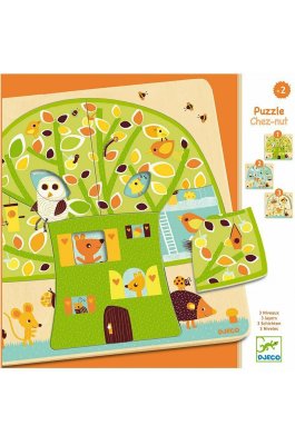 Djeco Ξύλινο Παιδικό Puzzle Σφηνώματα Το Δέντρo (Dj01481)