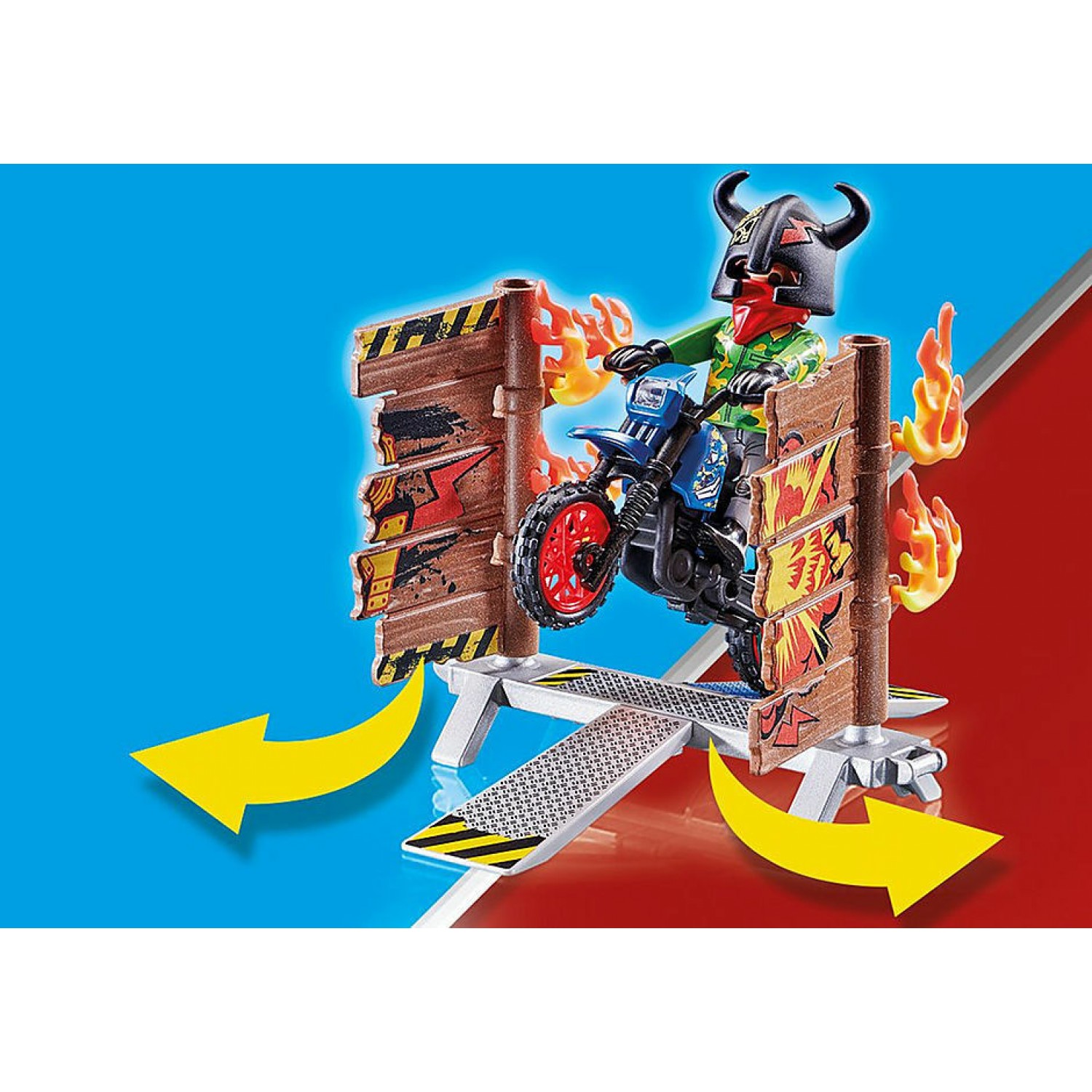 Playmobil Stunt Show Μοτοσικλετιστής και Τοίχος Φωτιάς (70553)