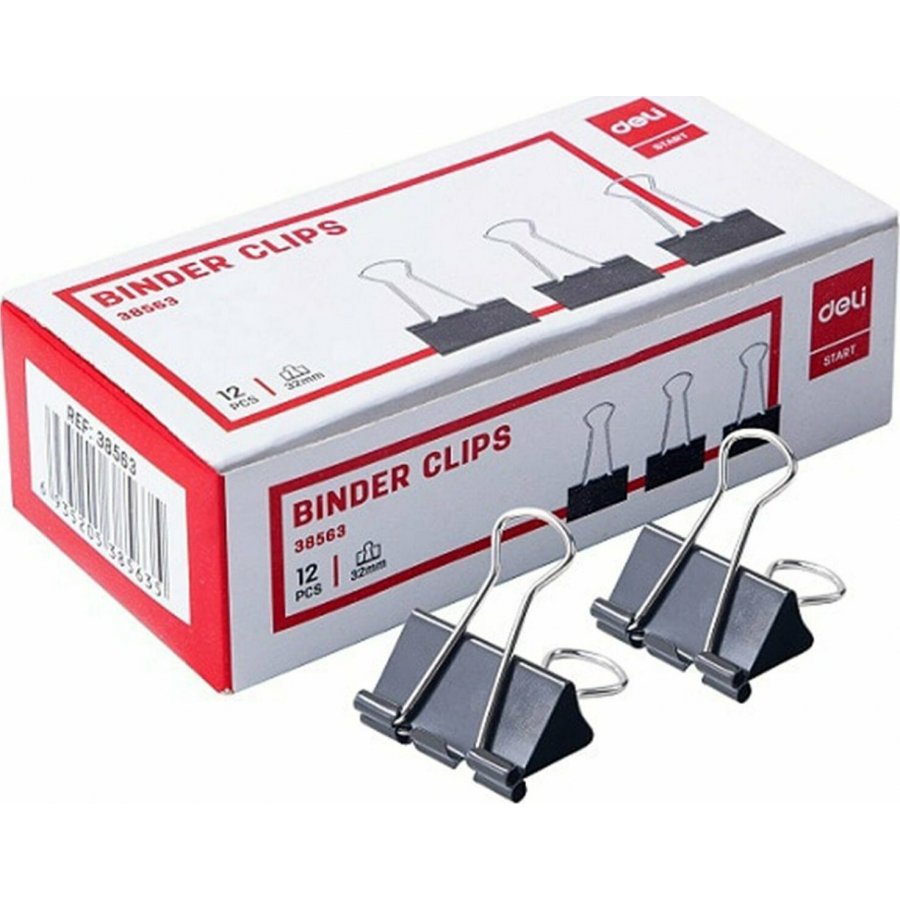 Deli Κλιπς Μεταλλικά 32mm σε Μαύρο χρώμα 12τμχ (38563) Deli Κλιπς Μεταλλικά 32mm σε Μαύρο χρώμα 12τμχ (38563)