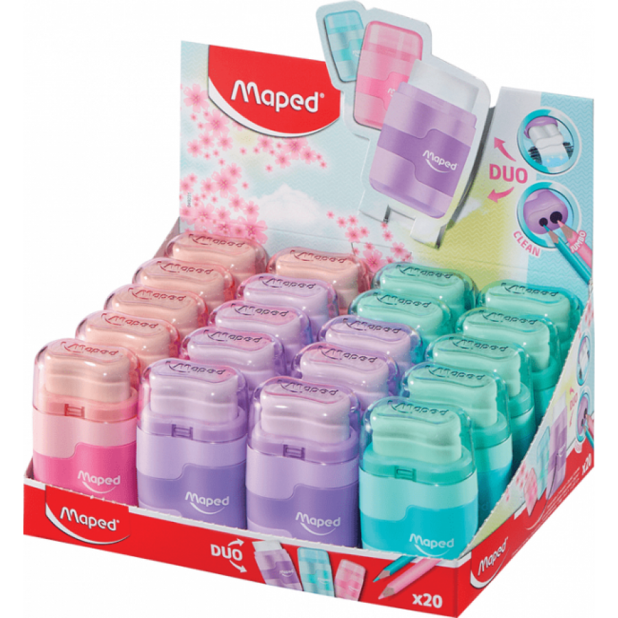 Maped Connect Διπλή Ξύστρα με Γόμα (Παστέλ Χρώματα) Maped Connect Διπλή Ξύστρα με Γόμα (Παστέλ Χρώματα)