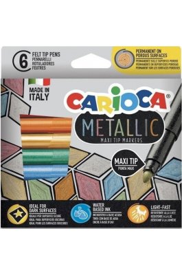 Carioca Metallic Maxi Tip Μαρκαδόροι Ζωγραφικής Χονδροί σε 6 Χρώματα Carioca Metallic Maxi Tip Μαρκαδόροι Ζωγραφικής Χονδροί σε 6 Χρώματα