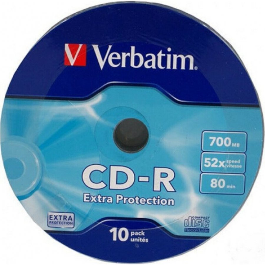 Verbatim Εγγράψιμα CD-R 52x 700MB Cake Box 10τμχ Verbatim Εγγράψιμα CD-R 52x 700MB Cake Box 10τμχ