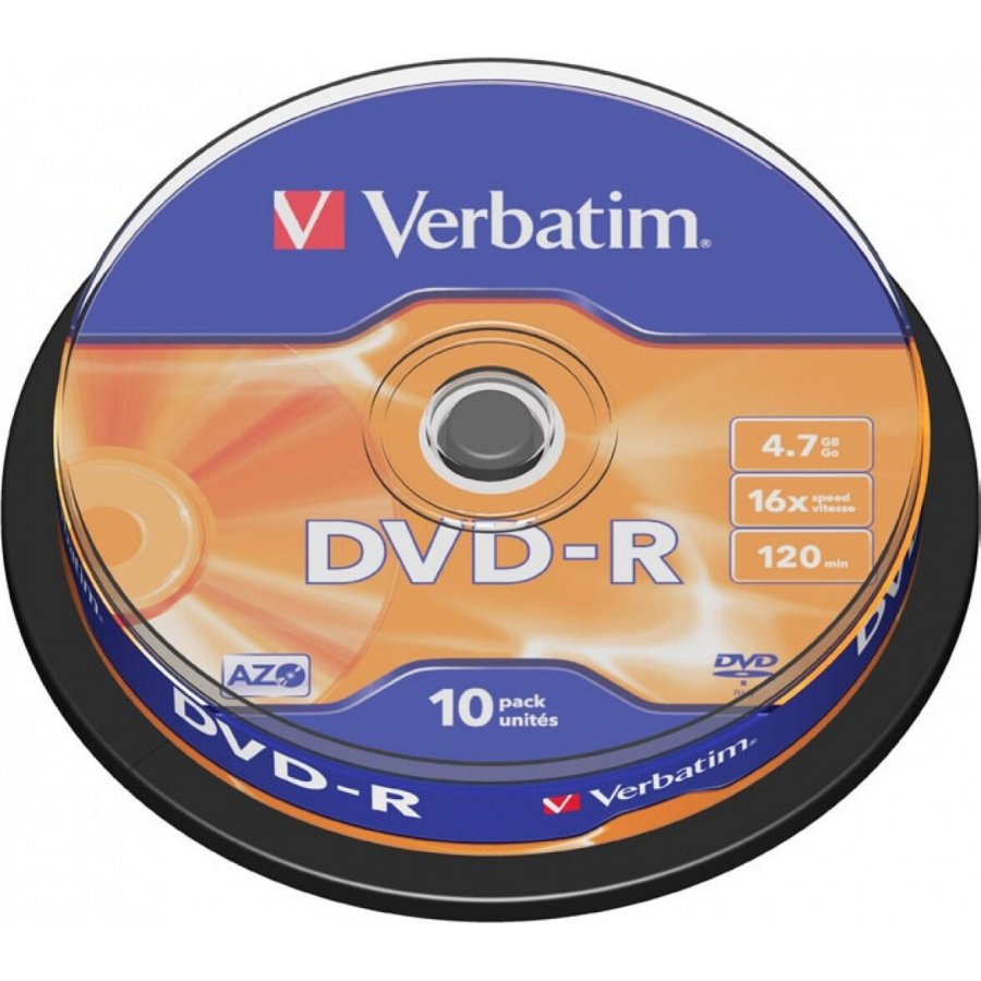 Verbatim Εγγράψιμα DVD-R 16x 4.7GB Cake Box 10τμχ (43523) Verbatim Εγγράψιμα DVD-R 16x 4.7GB Cake Box 10τμχ (43523)