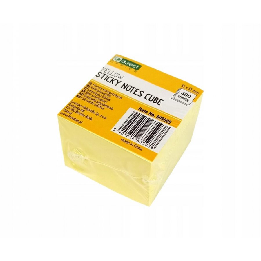 D.rect Χαρτάκια Αυτοκόλλητα Κίτρινο 51 x 51 mm 400Φ. (009505) D.rect Χαρτάκια Αυτοκόλλητα Κίτρινο 51 x 51 mm 400Φ. (009505)