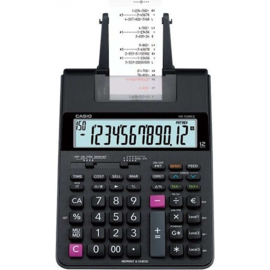 Casio Αριθμομηχανή Χαρτοταινίας HR-150RCE 12 Ψηφίων σε Μαύρο Χρώμα Casio Αριθμομηχανή Χαρτοταινίας HR-150RCE 12 Ψηφίων σε Μαύρο Χρώμα