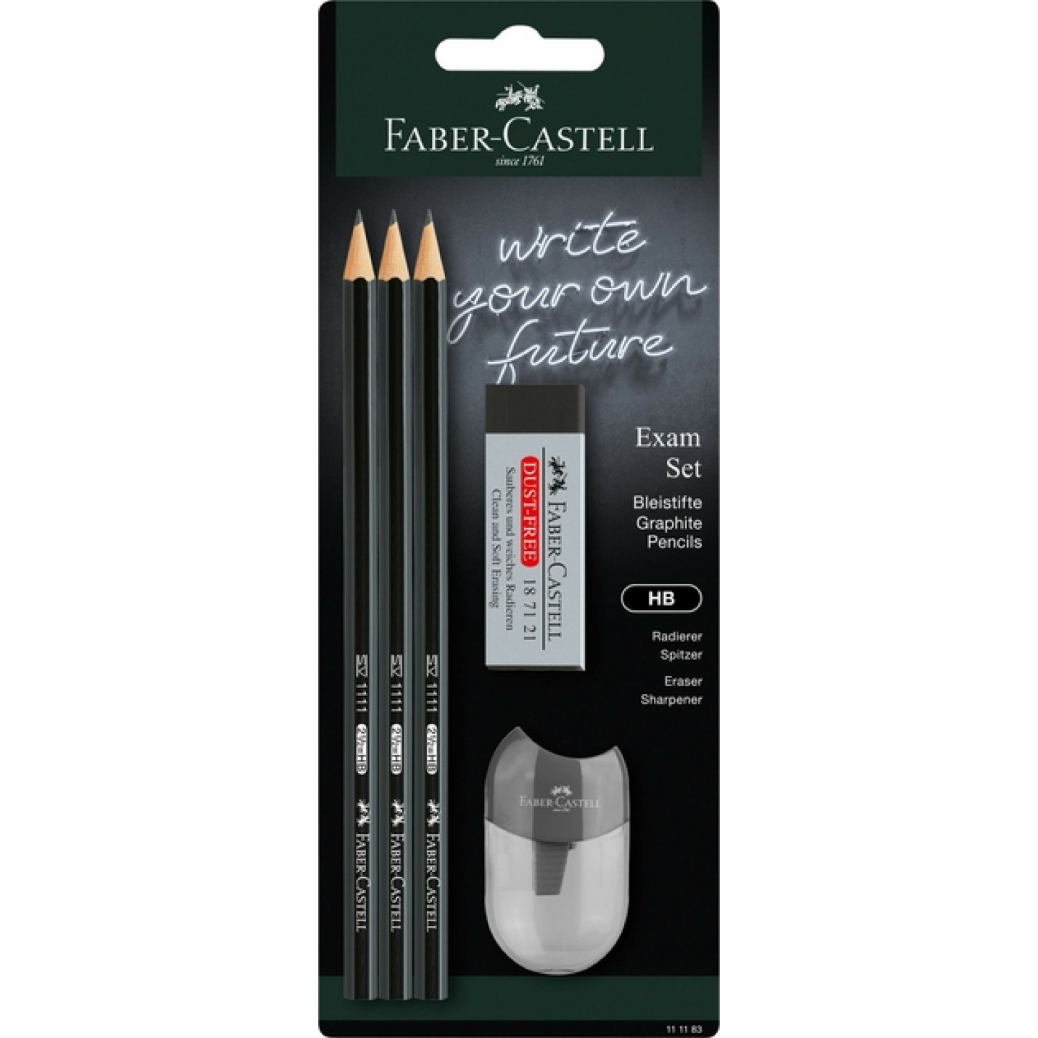 Faber-Castell Grip 2001 Exam Set Σετ Μολύβια HB με Ξύστρα και Γόμα 5τμχ