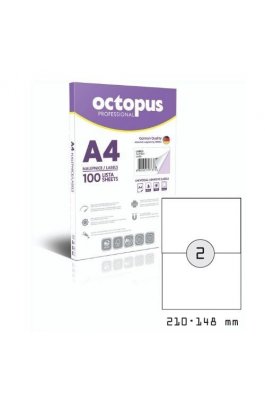 Octopus Professional 100 Αυτοκόλλητες Ετικέτες Εκτυπωτών Α4 2/Φ Ορθογώνιες 21x14,8mm (UNL0226) Octopus Professional 100 Αυτοκόλλητες Ετικέτες Εκτυπωτών Α4 2/Φ Ορθογώνιες 21x14,8mm (UNL0226)